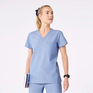 FIGS women’s Heather Indigo Catarina One-Pocket Scrub Top™ - S / Heather Indigo